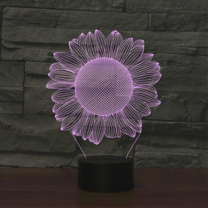 Veilleuse décorative créative 3D LED de base noire de tournesol, version à télécommande de 16 couleurs SH62031518-20