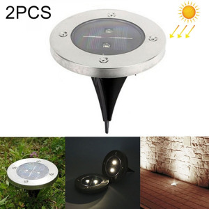 2 PCS 2 LED IP44 imperméable à l'eau solaire enterré la lumière, SMD 5050 LED blanc sous la lampe au sol à l'extérieur de la voie de jardin terrasse LED SH6211407-20