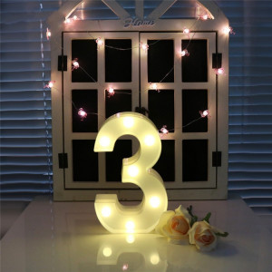 Chiffre 3 lumière de décoration de forme, lumière sèche chaude de vacances accrochante debout blanche actionnée par batterie à sec SH214D1947-20