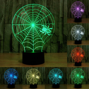 Cobweb Style 7 Couleur Décoloration Creative Visual stéréo lampe 3D Touch Switch Control LED Light Lampe de bureau Night Light SC62241-20