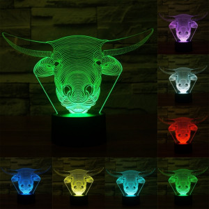 Style de vache 7 Décoloration des couleurs Lampe stéréo visuelle créative Commande de commutation tactile 3D Lumière LED Lampe de bureau Lampe de nuit Lampe de nuit SS62254-20
