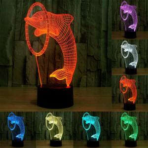 Dolphin Style 7 Couleur Décoloration Creative Laser stéréo Lampe 3D Touch Switch Control LED Light Lampe de bureau Night Light SD62402-20