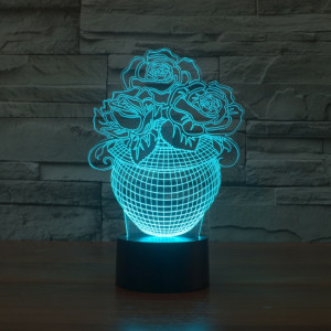 Lumière de nuit décorative colorée créative de base noire de rose 3D LED, USB avec la version de bouton tactile SH62871508-20