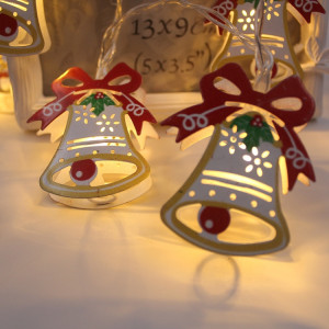 1,8 m peint Noël cloche LED vacances guirlande lumineuse, 10 LED 2 x piles AA Batterie alimenté chaud décoratif fée lampe décorative pour Noël, fête, chambre à coucher (blanc chaud) SH47WW1703-20
