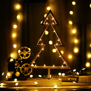 Arbre de Noël en forme de lampe de Noël romantique avec porte-lampe, lampe de nuit décorative pour fée chaleureuse pour Noël, mariage, chambre à coucher (blanc chaud) SH57WW1597-20