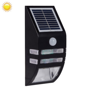 LAMPZOOE CL-102 0.2W lumière blanche capteur PIR lumière solaire, 80 LM 6000-6500K lumière murale extérieure avec 5V 0.5W panneau solaire (noir) SL652B249-20
