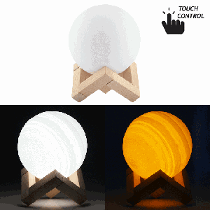 Lampe d'impression 3D Jupiter, Diamètre: 10cm, USB Touch Control 2-Color Changement de lumière LED Night Energy avec base de support en bois SH78901590-20