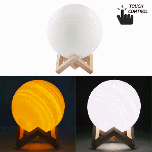Lampe d'impression 3D Jupiter, Diamètre: 18cm, Contrôle de charge USB, 2 couleurs Changement de couleur Éclairage LED à économie d'énergie avec socle en bois SH7894764-20
