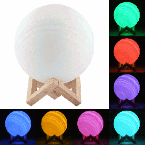 Lampe d'impression 3D Jupiter, Diamètre: 18cm, Recharge USB Patted 7-Color Changement de lumière à LED Éclairage à économie d'énergie avec base de support en bois SH7895199-20