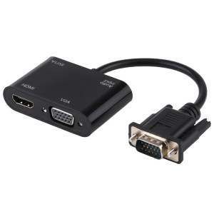 Convertisseur adaptateur 2 en 1 VGA vers HDMI + VGA 15 broches HDTV avec audio SH65161459-20