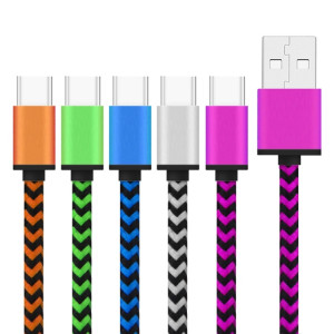 5 PCS 1m Wave Woven Style Tête en métal USB 3.1 Type C vers USB 2.0 Câble de données / chargeur, 5 PCS 1m Wave Woven Style Metal Head USB 3.1 Type C vers USB 2.0 Données / Kit de câble de chargeur SH0003862-20