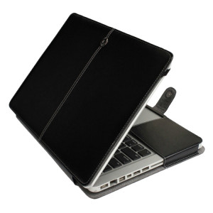 Pour Macbook Pro 15,4 pouces Laptop Crazy Horse Texture Horizontal Flip étui en cuir (Noir) SH058B622-20