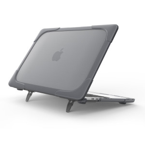Pour Macbook Pro 13.3 pouces (A1708) & avec Touchbar (A1706) ordinateur portable TPU + PC pliant antichoc étui de protection avec support (gris) SH108H104-20