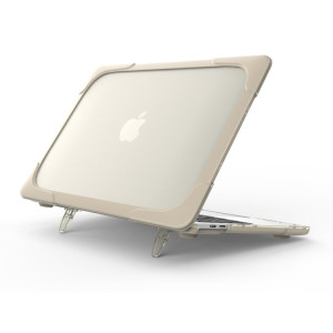 Pour Macbook Pro 13.3 pouces (A1708) & avec Touchbar (A1706) ordinateur portable TPU + PC pliant Antichoc Housse de protection avec support (Kaki) SH108K1643-20