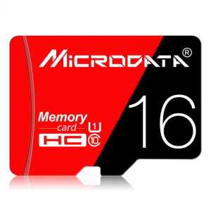 Carte mémoire MICRODATA 16 Go haute vitesse U1 rouge et noire TF (Micro SD) SH575415-20