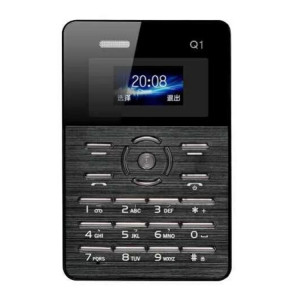 AEKU Qmart Q1 Card Téléphone portable, réseau: 2G, Low Radiation Healthier, 4.0mm Ultra mince Pocket Mini Slim Card Phone, 1.0 pouces, GPRS, BT, FM, Alarme (Noir) SA430B7-20