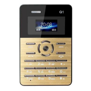 AEKU Qmart Q1 Card Téléphone portable, réseau: 2G, Low Radiation Health, 4.0mm Ultra mince Pocket Mini Slim Card Phone, 1.0 pouces, GPRS, BT, FM, Alarme (Or) SA430J1-20