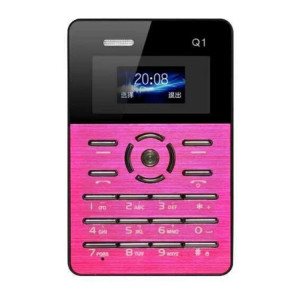 AEKU Qmart Q1 Card Téléphone portable, réseau: 2G, Low Radiation Health, 4.0mm Ultra mince Pocket Mini Slim Card Phone, 1.0 pouces, GPRS, BT, FM, Alarme (Magenta) SA430M6-20