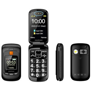MAFAM F899 Flip Téléphone, 2,4 pouces, 32 Mo + 32 Mo, support FM, SOS, GSM, numéro de famille, grandes clés, double sim (noir) SH158B707-20