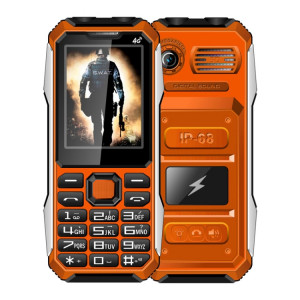 Téléphone aîné A6 Triple Proofing, Étanche étanche à l'épreuve des chocs, batterie de 6800mAh, 2,4 pouces, 21 touches, Bluetooth, lampe de poche LED, FM, SOS, double sim, réseau: 2G (orange) SH160E1753-20