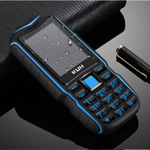 KUH T3 Téléphone robuste, antichoc étanche à la poussière, MTK6261DA, batterie 2400mAh, 2,4 pouces, Bluetooth, FM, double carte SIM (noir bleu) SH41BL963-20