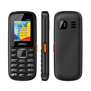 Téléphone à clavier pour personnes âgées UNIWA E1808, 1,77 pouces SC6531E, lampe de poche LED, 21 touches, réseau : 2G, triple SIM, (noir) SU731B1149-20