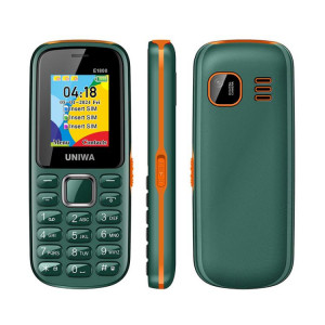 Téléphone à clavier pour personnes âgées UNIWA E1808, 1,77 pouces SC6531E, lampe de poche LED, 21 touches, réseau : 2G, triple SIM, (vert) SU731G999-20