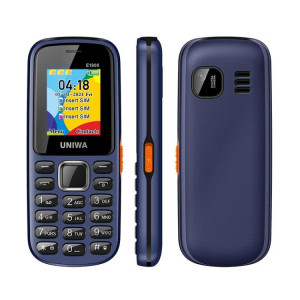 Téléphone à clavier pour personnes âgées UNIWA E1808, 1,77 pouces SC6531E, lampe de poche LED, 21 touches, réseau : 2G, triple SIM, (bleu) SU731L1777-20