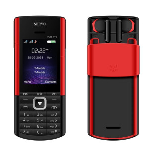 Téléphone portable SERVO R25 Pro avec casques Bluetooth TWS, 2,4 pouces, 24 touches, prise en charge Bluetooth, numérotation rapide, réponse automatique, FM, lampe de poche, GSM, double SIM (noir rouge) SS79BR194-20