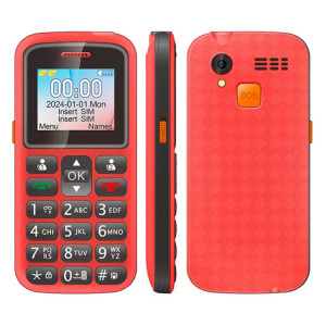 Téléphone portable pour personnes âgées UNIWA M220, 1,77 pouces, batterie 800 mAh, réseau : 2G, SOS, lampe de poche LED, FM, prise AU (rouge) SU543R48-20