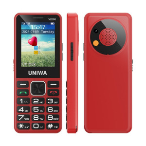 Téléphone à clavier pour personnes âgées UNIWA V2000, Unisoc T107 de 2,4 pouces, batterie de 1700 mAh, lampe de poche LED, SOS, réseau : 4G, (rouge) SU551R1331-20