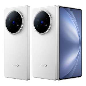 Vivo X Fold5, 16 Go + 1 To, 8,03 pouces + 6,53 pouces, Android 15, OriginOS 5, Snapdragon 8 Gen 3 Octa Core, OTG, NFC, réseau 5G (blanc) SH428W1018-20