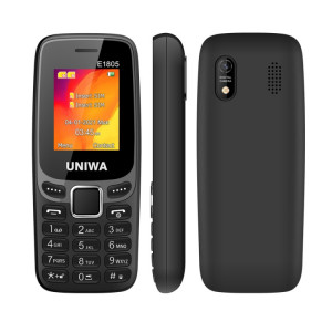 UNIWA E1805, 1,77 pouces, SC6531E, 21 touches, prise en charge Bluetooth, torche, FM, MP3, MP4, GSM, double SIM (noir) SU478B219-20