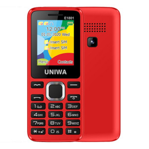 Téléphone portable UNIWA E1801, 1.77 pouces, batterie 800mAh, 21 touches, prise en charge Bluetooth, FM, MP3, MP4, GSM, double SIM (rouge) SU749R51-20