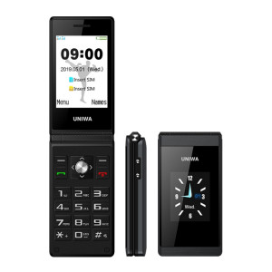 Téléphone à bascule à double écran UNIWA X28, 2,8 pouces + 1,77 pouce, MT6261D, support Bluetooth, FM, SOS, GSM, Dual Sim (Noir) SU863B1766-20