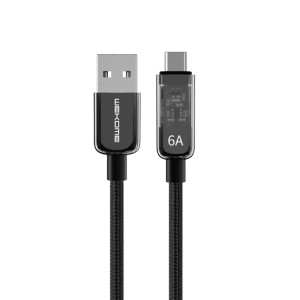 WK WDC-180 6A Pioneer Series Câble de données de charge rapide transparent USB vers USB-C/Type-C, longueur : 1 m (noir) SW127B871-20