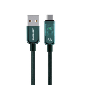WK WDC-180 6A Pioneer Series Câble de données de charge rapide transparent USB vers USB-C/Type-C, longueur : 1 m (vert) SW127G284-20