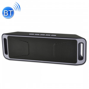 SC208 Multifonctionnel Lecteur de musique de lecture Bluetooth Haut-parleur, prise en charge mains libres et carte TF et U-disque et fonction audio et FM AUX (gris) SH503H536-20