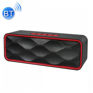 SC211 Haut-parleur Bluetooth de lecture de musique multifonctions, prise en charge des appels mains libres et des cartes TF et U-disk et fonction audio et FM AUX (rouge) SH506R1464-20
