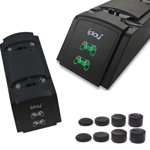 Support de station de chargement à double port / support de charge de contrôleur pour Sony Playstation 4 PS4 et Slim PS4 Pro avec écran à DEL (noir) SH047B1225-20