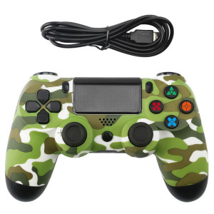Contrôleur de poignée de jeu filaire de bouton de flocon de neige de camouflage vert pour PS4 SH10761338-20
