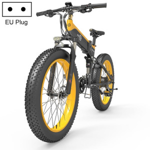  Bezior x1000 12.8Ah 1000W transmission pliante vélo électrique avec pneus de 26 pouces, prise UE (jaune noir) SB2YEU1709-20