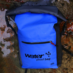 Sac à bandoulière pliant en plein air à double sac étanche en PVC, sac à dos étanche, capacité: 25L (bleu foncé) SH897D847-20