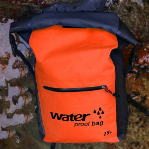 Sac à bandoulière pliant en plein air à double sac étanche en PVC, sac à dos étanche, capacité: 25L (orange) SH897E1847-20
