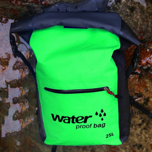 Sac à bandoulière pliant en plein air à double sac étanche en PVC, sac à dos étanche, capacité: 25L (vert) SH897G1127-20