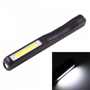 Lampe / lampe de poche de forme de stylo d'intense luminosité 100LM, lumière blanche, COB LED 2-Modes avec agrafe de stylo magnétique rotative de 90 degrés (noir) SH874B1201-20