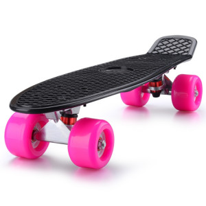 Shining Fish Plate Scooter Skateboard à quatre roues à inclinaison simple avec roue de 72 mm (noir rose) SH46BF808-20