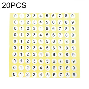 Étiquette de taille de chaussure d'autocollant de numéro de forme ronde de 20 pièces, numéro 0-9 SH10211374-20