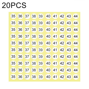 Étiquette de taille de chaussure d'autocollant de numéro de forme ronde de 20 pièces, numéro 35-44 SH1022983-20