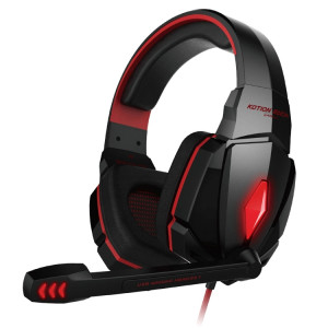 KOTION EACH G4000 Casque de jeu stéréo Casque serre-tête avec contrôle du volume du microphone Lumière LED pour PC Gamer, longueur du câble: environ 2,2 m (rouge + noir) SK105R459-20